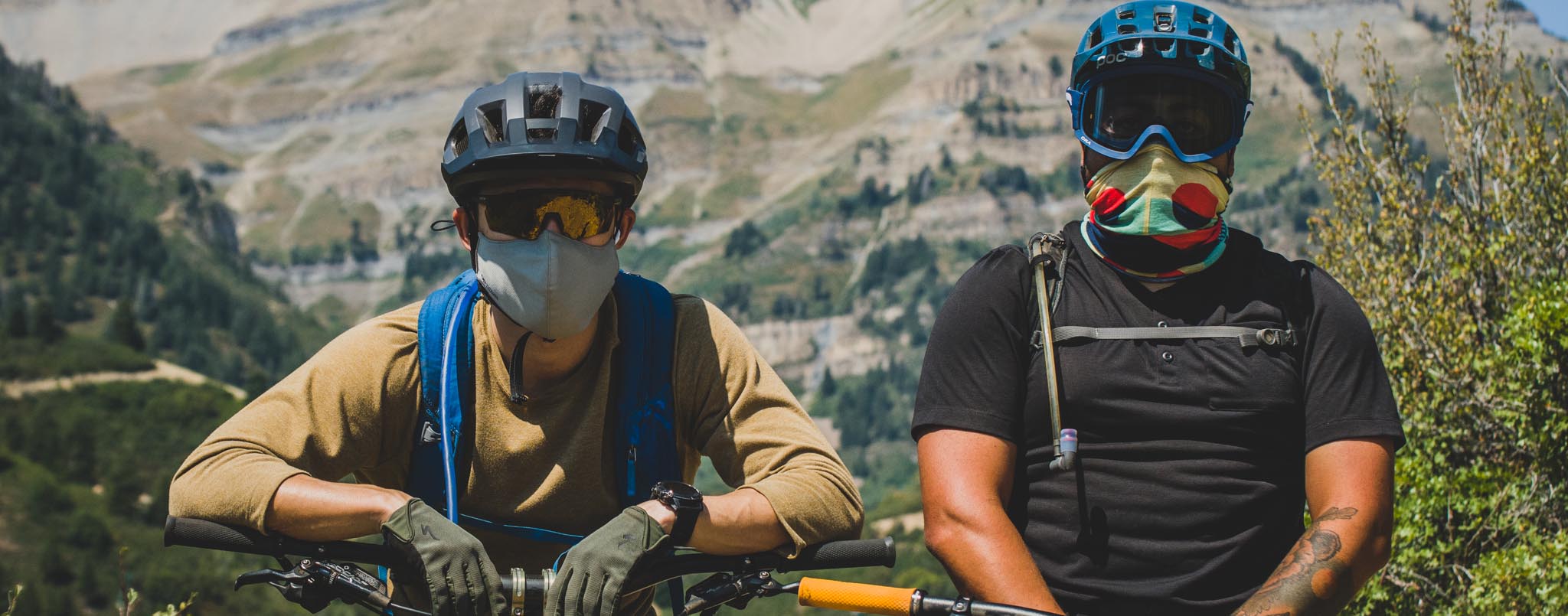 Mountain Bikers With Masks in Salt Lake City