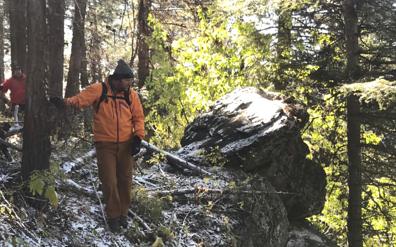 "Surveying the land for the future connector trail"