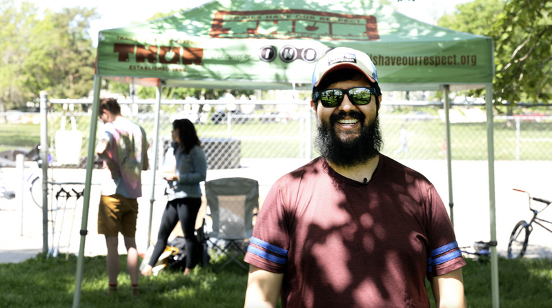 "Abraham Mora, THOR's first Trail Equity Ambassador, at the Upland Park pump track opening on May 14"