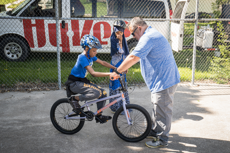 "Kids learned basic bike skills at the Upland Park pump track opening"