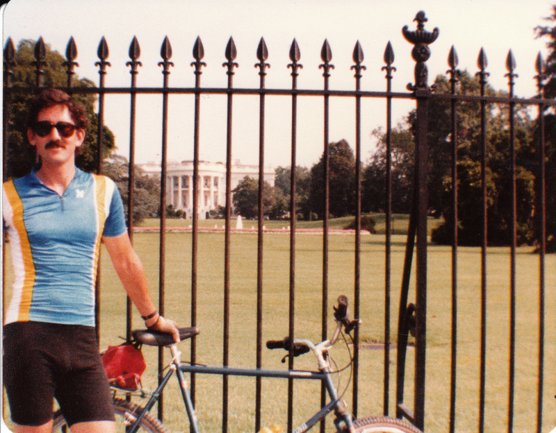 "Steve and his bike in front of the White House"