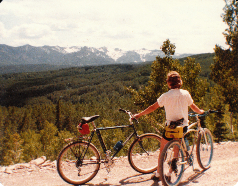"Kate taking in the West Elks from Ohio Pass in 1982"