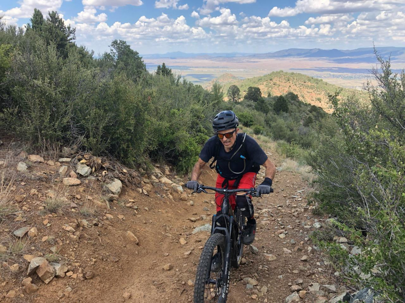 "Dov Torenberg riding an eMTB in Prescott, AZ"