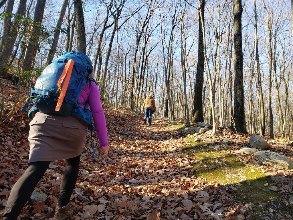 Person with placemark, performing a trail assessment with IMBA Trail Solutions