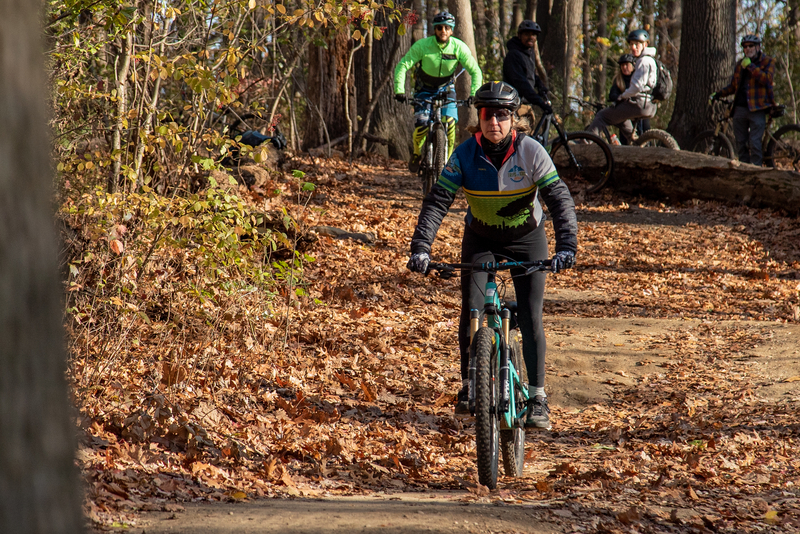 "Andree Sanders riding in Cunningham Park"