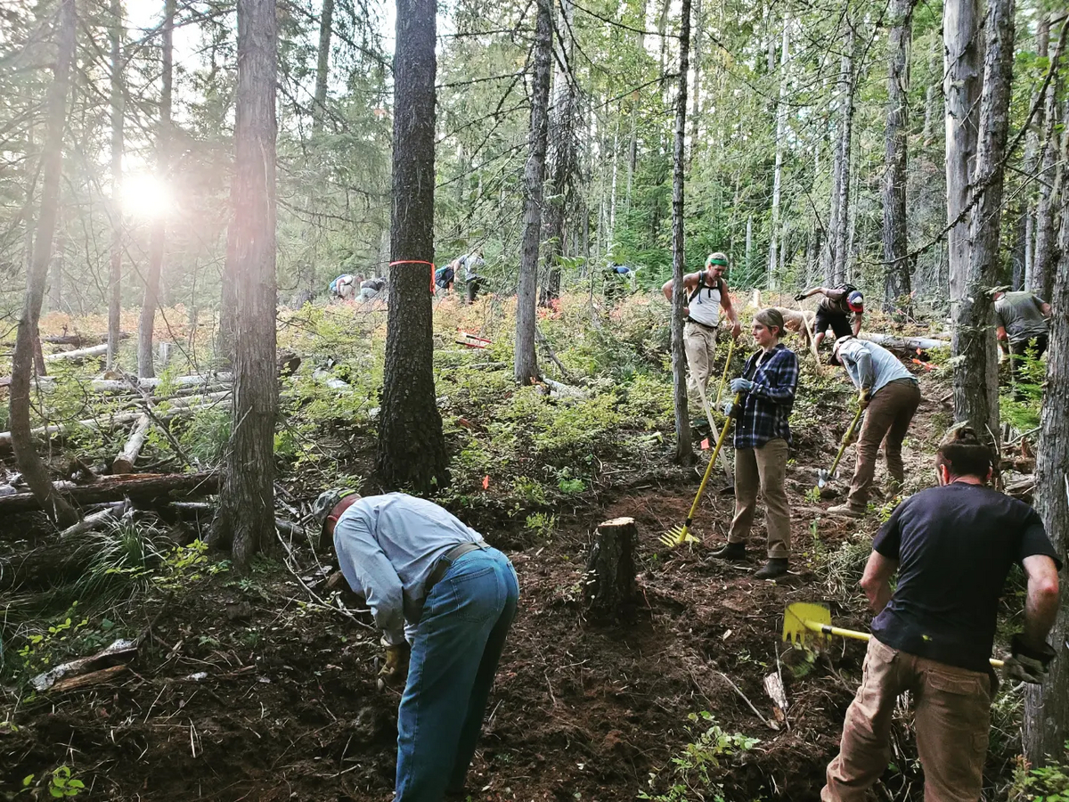 "Members of POP at a trail work day."