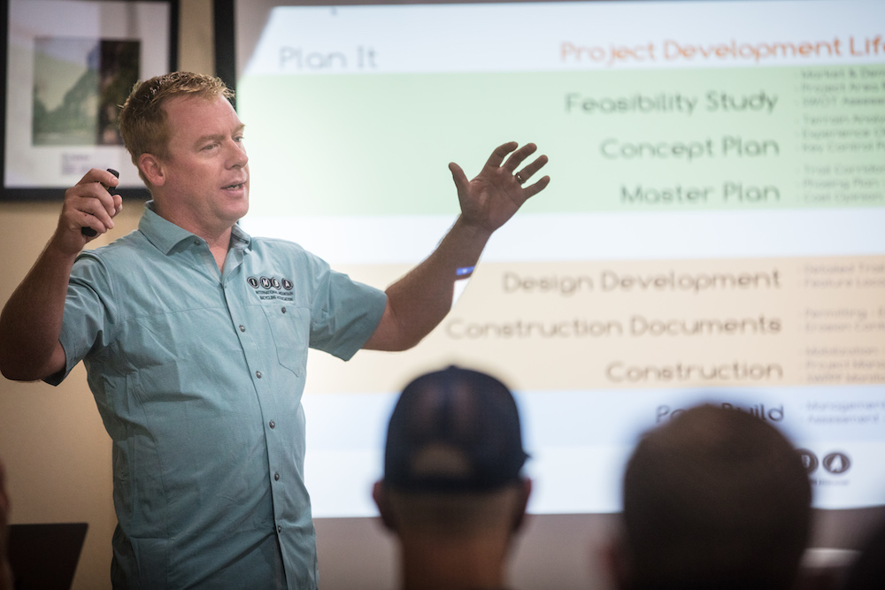 Mike Repyak, IMBA Trail Solutions, Presenting at a workshop