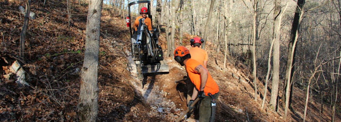 IMBA Trail Solutions building trail in 2017.