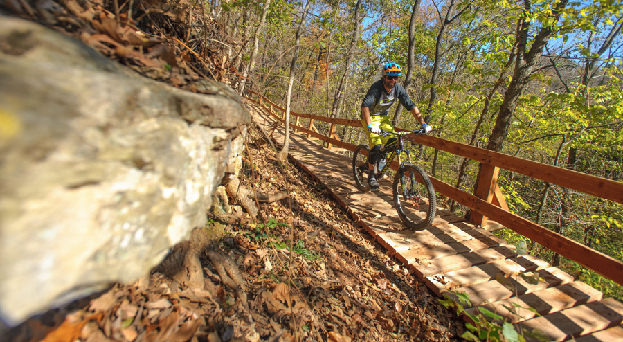Person riding bike in Bentonville, location of an IMBA Trail Labs Foundations
