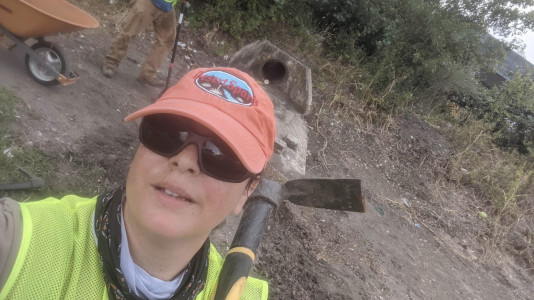 Brenda Gonzales doing volunteer trail work