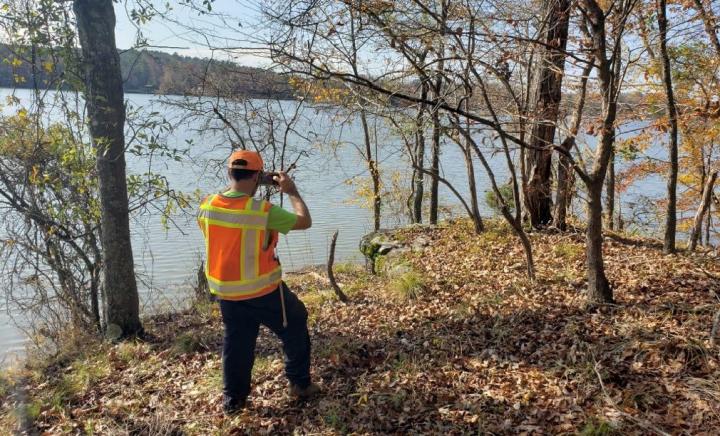 Rich Edwards, field assessment, lake, forest, trail, Trail Solutions