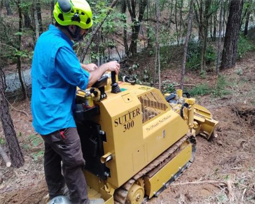 Rich Edwards, mini dozer, trail building, Trail Solutions