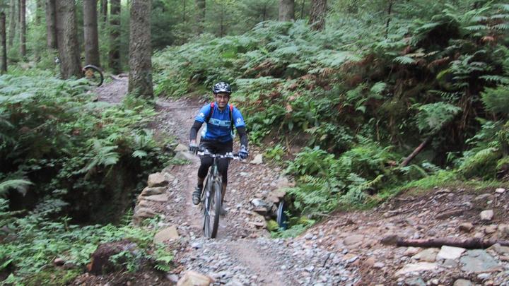 Rich Edwards, IMBA Trail Solutions, UK, Coed Y Brenin, The King's Forest, trail, forest, trail, rocks, vegetation