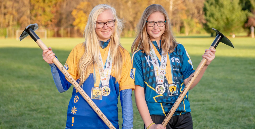 Student athletes with tools and medals