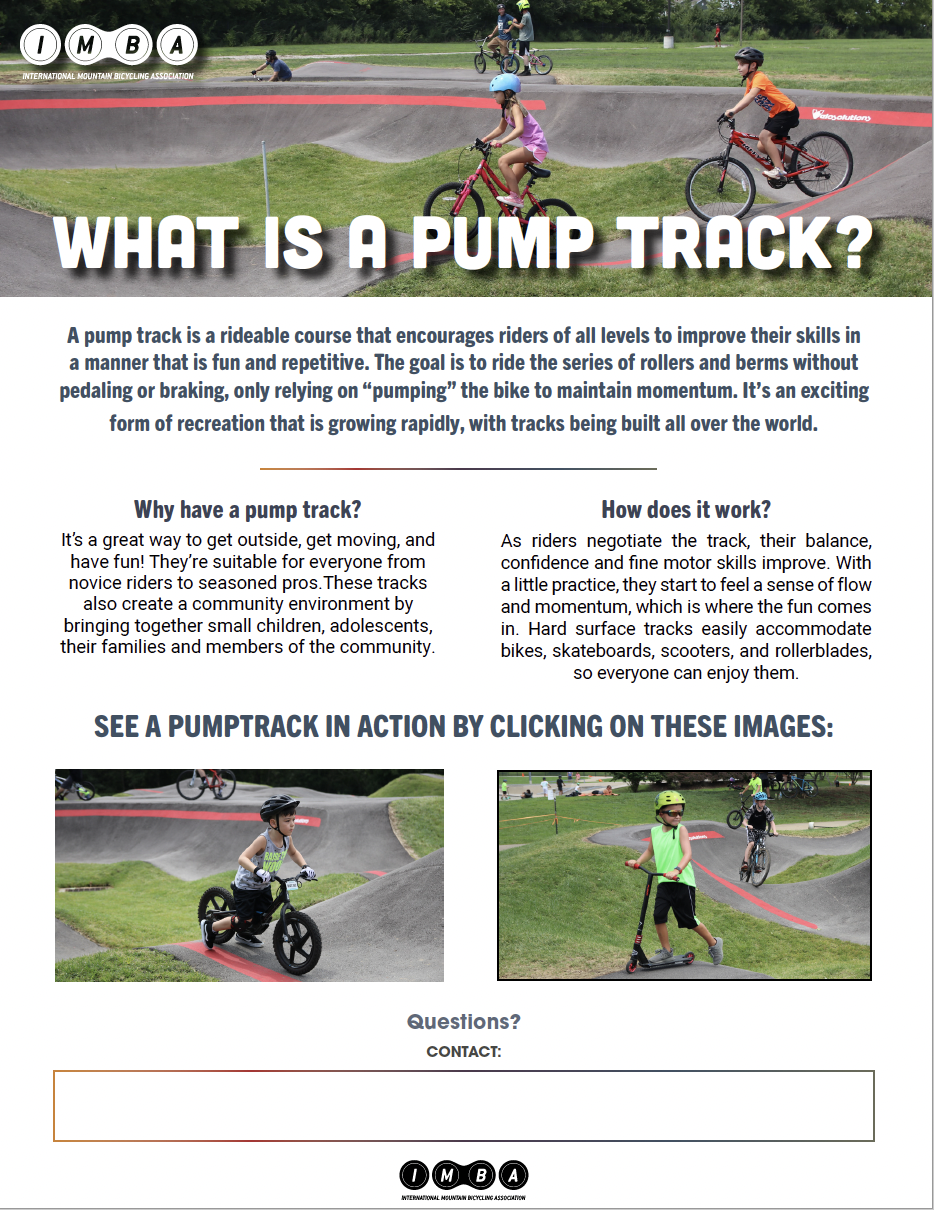 Image of a pdf explaining pump tracks