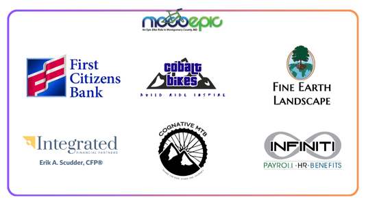 Logos of First Citizens Bank, Cobalt Bikes, Fine Earth Landscape, Integrated Financial Partners, Cognative MTB, Infiniti HR