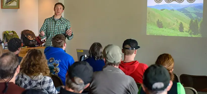 Learn with IMBA, IMBA team presenting at a Trail Labs.
