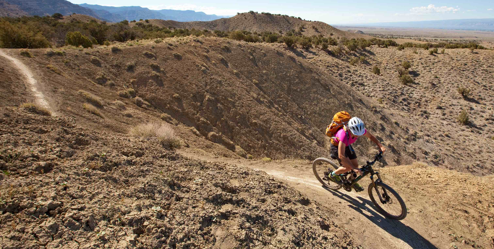 Mountain biker riding on a trail in Colorado