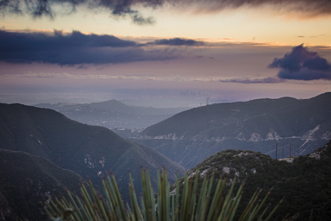 A sunset over Los Angeles taken from the Angeles National Forest highway.