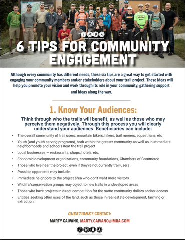 IMBA's six tips for community engagement resource