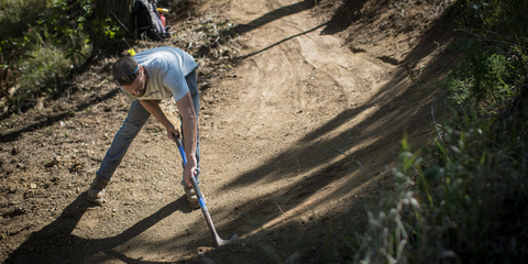 building trail with a shovel