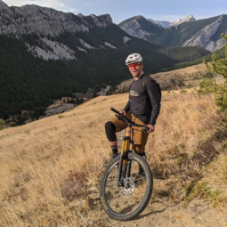 Eric Melson in northern Rocky Mountains very happy to be on a bike