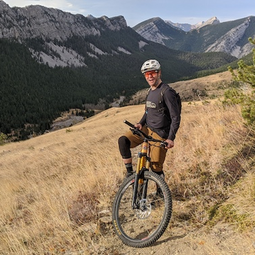Eric Melson in northern Rocky Mountains very happy to be on a bike