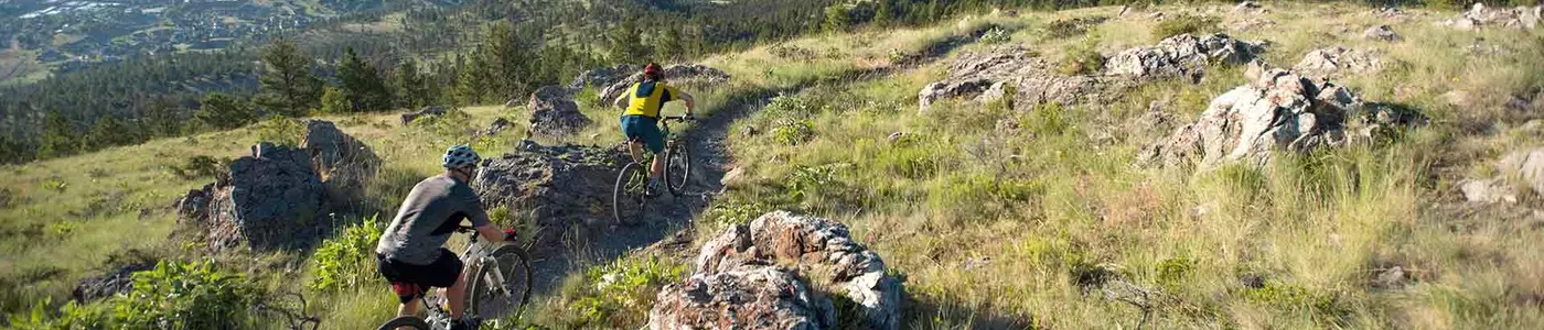 mountain biker riding in a field